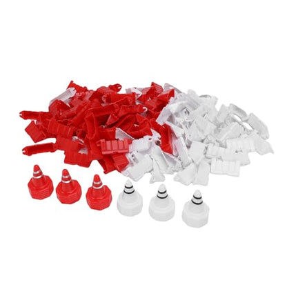 120PCS RC Track Fence Panels with 30PCS Road Cones, Red White ABS Drift Racing Barriers for 1/10 1/14 1/16 1/18 1/24 1/28 Scale RC Cars