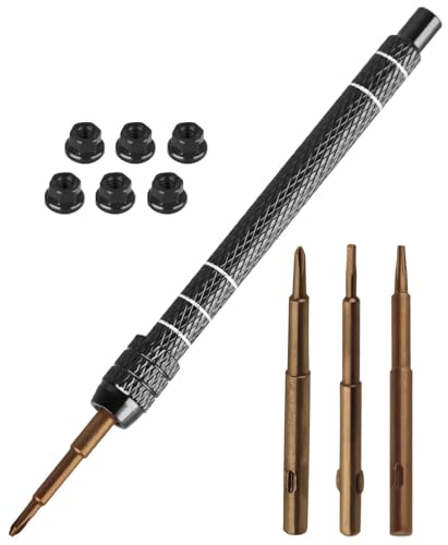 RC Screw Driver Set Tool Kit for 1/30 SCX30,1.5mm/2.0mm Phillips Screwdriver & 1.3mm Hex & T4 Plum & 6Pcs m2 Nut RC Car Repair Screwdrivers Set,for 1/30 SCX30 RC Crawler Truck Buggy,Black - color: Black - (Screw Driver Set)
