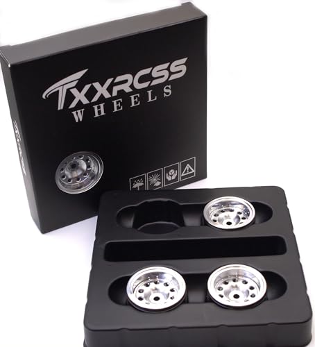 RC 1.0 Beadlock Wheels Offsets -2 Aluminum Rims for AX24 1/18 TRX4M All 1/24 Scale SCX24 Deadbolt RC Crawler Car Wheels Upgrades 4Pc (Silver) - color: Silver