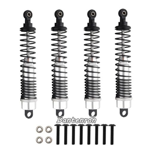 4Pack 1/10 RC Truck Car Adjustable Shock Absorber Damper 108004 Upgrade Parts 108mm Oil 108mm Oil Adjustable Alloy Aluminum Shock For 1:10 HSP 94188 94108 94111 Redcat Volcano (Silvery) - color: Silvery