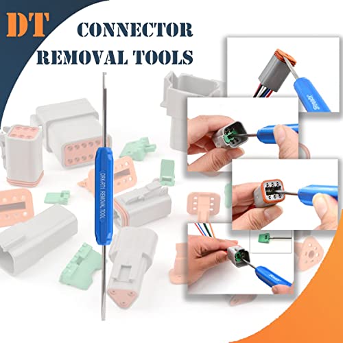 JRready DT series Solid contacts Pin removal tool DRK-RT1, Deutsch Connector Removal Tool, 90 Degree Hook+ Standard Flat Head Screw Driver, suitable for DT, DTM, DTV, DRB, DRCP and STRIKE connectors - size: Removal Tool(DRK-RT1)
