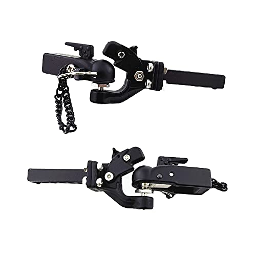 Metal Hitch Trailer Hook Ball Buckle Simulation Link Component Suitable for Scx10 90046 Traxxas Trx4 110 RC Car, Trailer Tow Hitch Tow Hook Drop (Hook + Coupler), Black