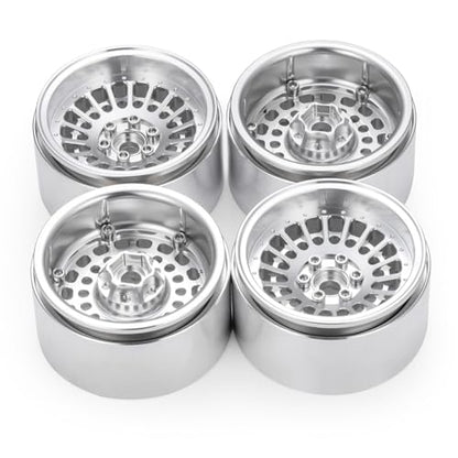 2.2" Beadlock Wheels RC Aluminum Rims for AXIAL Wraith RR10 TRX4 SCX10 Redcat Gen8 1/10th RC Crawler Truck Car (Silver) - color: Silver