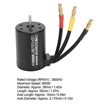 TOPINCN RC Brushless Motor, 3650 3900KV Water Proof Sensorless Motor Accessory for 1/8 1/10 Scale Remote Control Car Trucks Off Road Vehicle ((3650 3900kv brushless Motor))