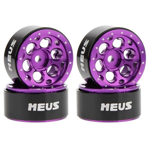 MEUS RACING 0.7 Beadlock Wheels Rims Deep-Dish Wheel for Axial SCX30 1/30 RC Crawler Upgrades(Type E, Purple) - color: Type E, Purple