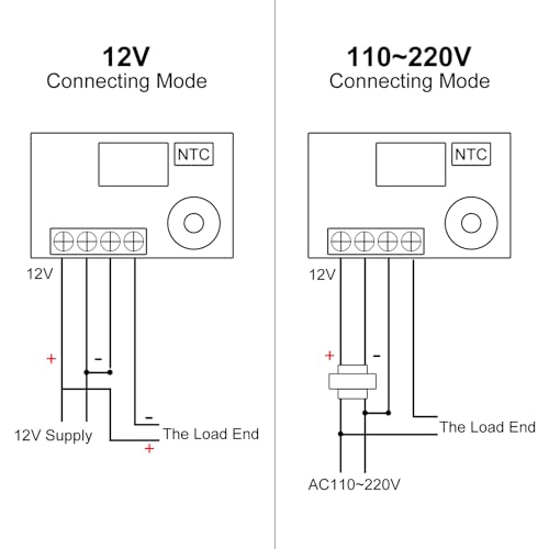 1PCS Digital Thermostat Controller -58F to 230F Programmable Heating Cooling Switch 12V DC with Waterproof NTC Sensor Dual Color LED Display for HVAC Aquarium