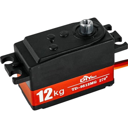 12kg Low Profile Servo 270 TD-9512MG RC Digital Servo Waterproof Full Metal Gear High Speed for 1/8 1/10 RC Car Helicopter Tail Robot - size: Semi-metal 270°