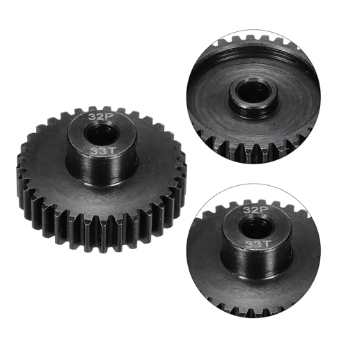 32P Steel Pinion Gear Set 33T for 5mm Shaft Hardened Steel Pinion Gear with Shaft Coupler Connector for RC Motor - style: 33T