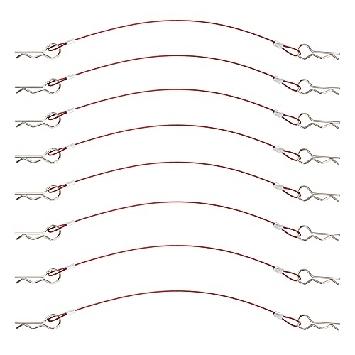 8Pack ShareGoo Metal Clip R Pin Rod with Steel Anti-Lost Rope RC Body Shell Clip Wire Compatible with 1/8 1/10 Traxxas HSP Arrma Axial Redcat RC Car Truck Crawler (Red) - color: Red