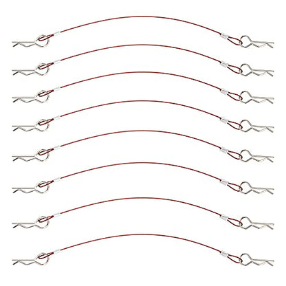 8Pack ShareGoo Metal Clip R Pin Rod with Steel Anti-Lost Rope RC Body Shell Clip Wire Compatible with 1/8 1/10 Traxxas HSP Arrma Axial Redcat RC Car Truck Crawler (Red) - color: Red