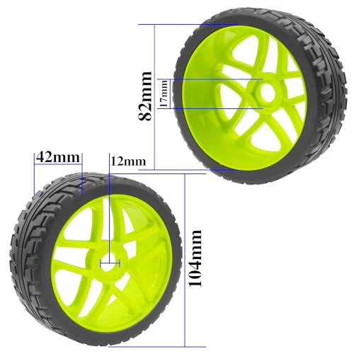 ShareGoo OD 4.09" Rubber 1/8 RC Buggy Tires and 17mm Hex Wheels Rim Compatible with Arrma Typhon Kyosho Losi VRX Redcat HSP HPI 1/8 Scale RC Off Road Buggy (Green) - color: Green