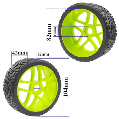 ShareGoo OD 4.09" Rubber 1/8 RC Buggy Tires and 17mm Hex Wheels Rim Compatible with Arrma Typhon Kyosho Losi VRX Redcat HSP HPI 1/8 Scale RC Off Road Buggy (Green) - color: Green
