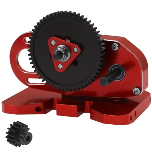 ShareGoo Aluminum 2Low Gearbox Middle Transmission w/Overdrive Gear for LCG Chassis Compatible with Axial SCX10 II III 90046 Capra TRX4 1/10 RC Crawler (Red) - color: Red