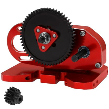ShareGoo Aluminum 2Low Gearbox Middle Transmission w/Overdrive Gear for LCG Chassis Compatible with Axial SCX10 II III 90046 Capra TRX4 1/10 RC Crawler (Red) - color: Red