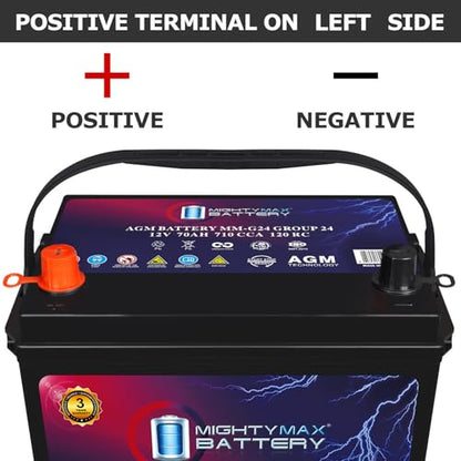 Mighty Max Battery MM-G24 Start and Stop Car BCI Group Size 24 12V 70Ah, 120RC, 710 CCA Rechargeable AGM Car battery - style: Group 24