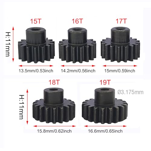 32P Pinion Gear 3.175mm Shaft 15T 16T 17T 18T 19T for RC Motor B | Steel Metal,Sturdy,With Hex Key - style: 15T 16T 17T 18T 19T