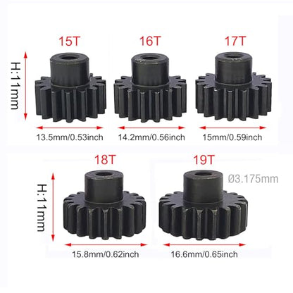 32P Pinion Gear 3.175mm Shaft 15T 16T 17T 18T 19T for RC Motor B | Steel Metal,Sturdy,With Hex Key - style: 15T 16T 17T 18T 19T