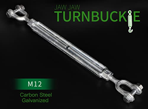 1/2" Jaw Jaw Turnbuckle Galvanized Jaw and Jaw Turnbuckle, Jaw Jaw Closed Body Marine Turnbuckle Jaw, 3500lbs Working Load Limit, Durable for Wire Rope Cable (1/2" x 9") - style: Jaw & Jaw-1/2 x 9