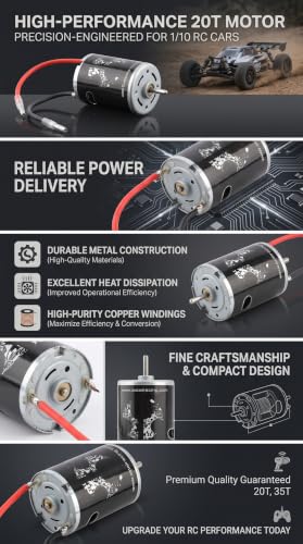 RC Motor, High Torque 20T Sensored Brushless Motor for 1/10 Scale RC Crawler, Durable Performance for Off-Road Enthusiasts and Hobbyists