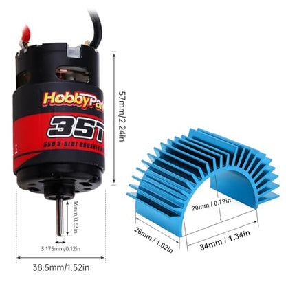 HobbyPark 35T Motor 550 Brushed Electric Engine w/Heatsink for 1/10 RC Crawler Cars Traxxas TRX4 TRX6 Axial SCX10 Redcat Gen7 Gen8 RC4WD - size: 35T