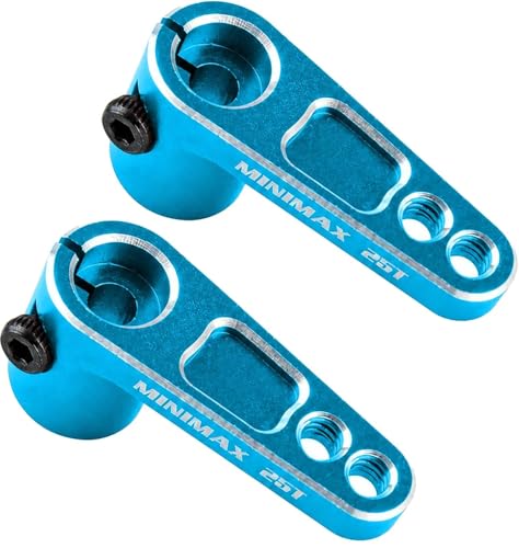 2PCS 25T Aluminum Raised Servo Horn for Futaba Savox Power HD 1/8 1/10 RC | CNC Servo Arm With M3 Threaded 16mm 20mm Holes for RC Off-Road Crawler Drift Racing Car Steering Linkage Clearance Upgrade - color: Blue