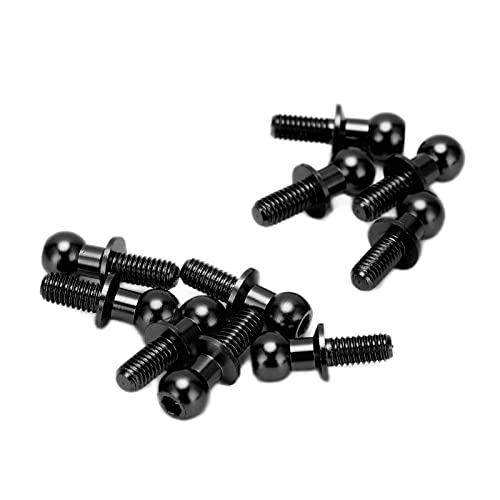 Dilwe 10pcs RC Aluminum Alloy Ball Link Track Rod Ball Screw Link Rod Shock Absorber End Compatible with TT01 TT02 RC Car(Black)
