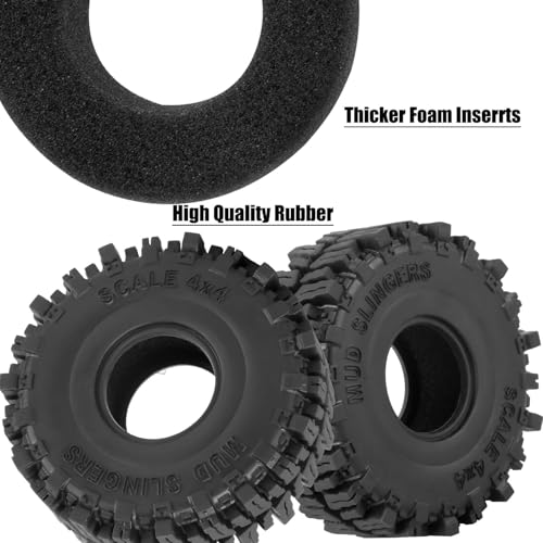 1.0 RC Wheels RC Truck Tires for 1/18 1/24 TRX4M,SCX24,FCX24 RC Crawler,Alloy 1.0‘’ Beadlock RC Truck Tires RC Wheels (4pcs Red) - color: C-red