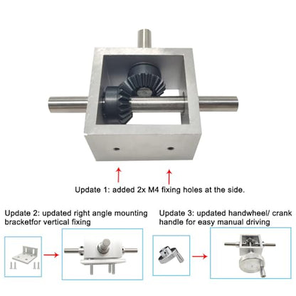1:1 Right Angle Bevel Gearbox 1.5 Module 20 Teeth 90° Angle Drive Steering Gear Device Simple Mechanical DIY Module with 10mm Shaft - size: 10mm shaft, style: 1 output shaft