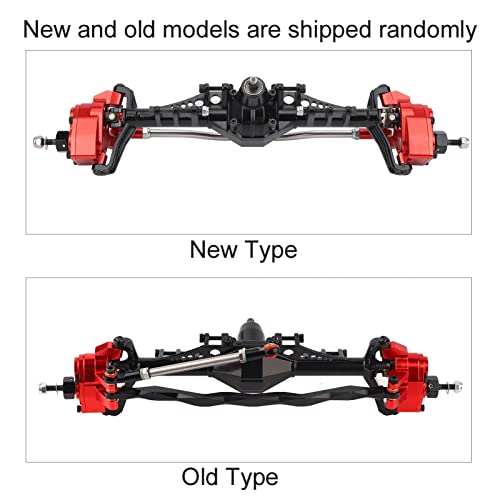 RC Front Axle，Aluminum Alloy Front and Rear Portal Axles Assembly 250mm/9.8in Length Metal Upgrades Accessories for 1.9 UTB RC Car (Black Red) - color: Black Red