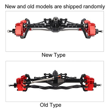 RC Front Axle，Aluminum Alloy Front and Rear Portal Axles Assembly 250mm/9.8in Length Metal Upgrades Accessories for 1.9 UTB RC Car (Black Red) - color: Black Red
