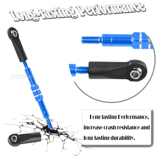 Adjustable Front Rear Toe Links Push Rods Upgrades Part for 1/16 Mini E-Revo Summit Truck,RC Aluminum Turnbuckles Camber Links,Steering Tie Rod,Suspension Pushrod Linkage Set,Navy Blue - color: Navy Blue -(Aluminum Links)