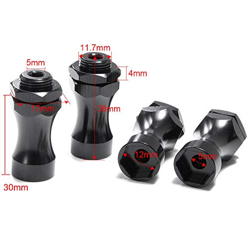 4Pcs 12mm to 17mm Wheel Hex Hub Adapter Conversion Extension for 1/10 1/8 RC Car