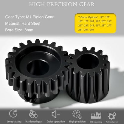 25T M1 8mm Steel Pinion Gear with 8mm to 5mm Adapter Shaft for Traxxas 1/5 X-MAXX 1/10 RC Car Buggy Truck, Available in 14T to 30T Mod 1 Motor Gear for Enhanced Performance and Durability - size: 25T