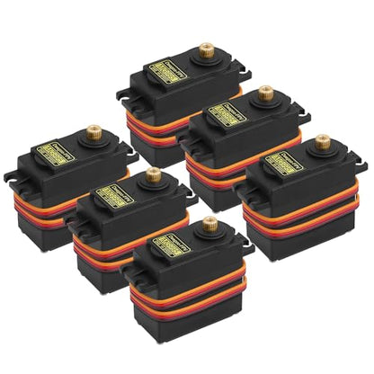 6PCS MG995 55g Servo RC Servos Digital High Speed Torque Servo Motor Metal Gear Servo Waterproof for Futaba JR RC Car Airplane Helicopter Mechanical Arm Control Angle 180° - style: MG995-6pack