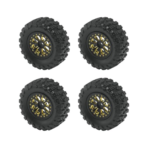 Brass 0.7" Wheel and Brass/Offset and 0.7‘’ Wheel Tire with Foam for SCX30 Cars Upgrade Parts 4pcs/Set (Wheel and Tire Set) - color: Wheel and Tire Set