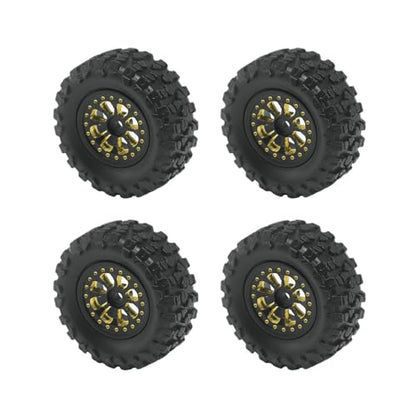 Brass 0.7" Wheel and Brass/Offset and 0.7‘’ Wheel Tire with Foam for SCX30 Cars Upgrade Parts 4pcs/Set (Wheel and Tire Set) - color: Wheel and Tire Set