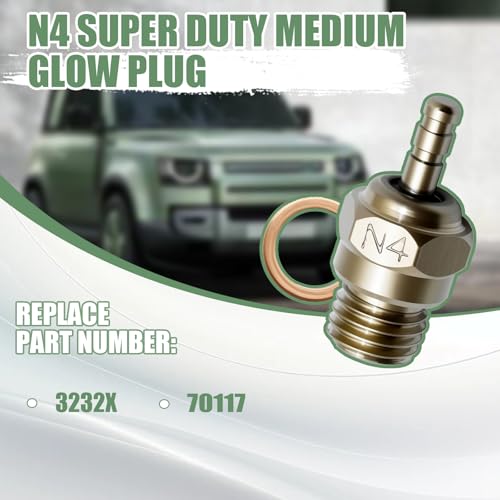 6Pcs N4 Super Duty Medium Glow Plug Compatible with HSP Traxxas 1/8 1/10 T-Maxx 2.5/3.3 RC Car, Replace for 3232X 70117