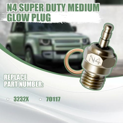 6Pcs N4 Super Duty Medium Glow Plug Compatible with HSP Traxxas 1/8 1/10 T-Maxx 2.5/3.3 RC Car, Replace for 3232X 70117