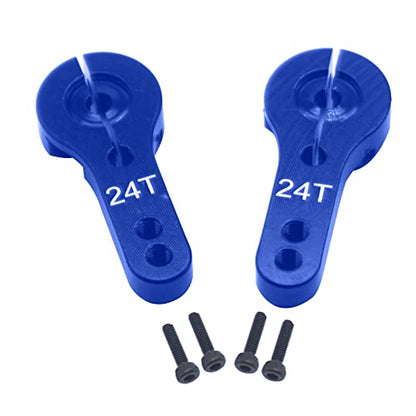 5Pack ShareGoo Aluminum 24T Servo Horn M3 Threads Motors Steering Arm Compatible with Hitec Servo Motor RC Car Truck Buggy Airplane (Blue) - color: Blue