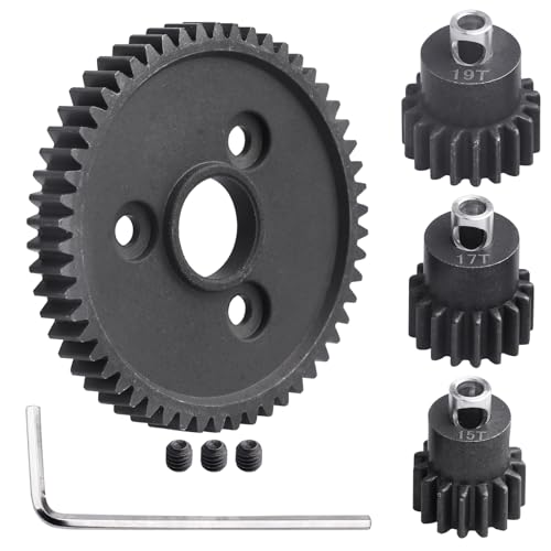 Metal Steel 54T 32P Spur Gear with 15T/17T/19T Pinions Gear Sets Replace 3956 for Traxxas Slash Rustler Stampede E-REVO Summit ST Rally Raptor R T-Maxx 2WD VXL