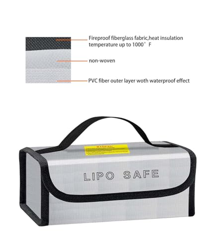 Lipo Battery Safe Bag Large Capatity Fireproof Bag for Ebike Lipo Battery Other Batteries Storage Charging Transport Home Office Travel Safe Storage Pouch - size: 230*80*100+185*75*60mm