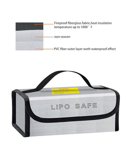 Lipo Battery Safe Bag Large Capatity Fireproof Bag for Ebike Lipo Battery Other Batteries Storage Charging Transport Home Office Travel Safe Storage Pouch - size: 230*80*100+185*75*60mm