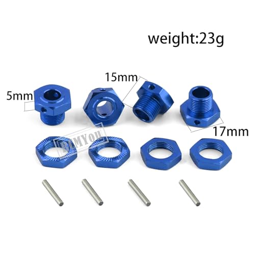 17mm Wheel Hex/Nuts & Wheel Wrench Upgrades Part for 1/7 Infraction 6s BLX/Mojave 6s BLX/Limitless 1/8 Typhon 6S BLX,Aluminum Hex Hub Adapters Hops Up,Navy Blue - color: Blue - Upgrades Part
