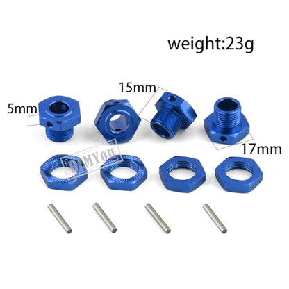 17mm Wheel Hex/Nuts & Wheel Wrench Upgrades Part for 1/7 Infraction 6s BLX/Mojave 6s BLX/Limitless 1/8 Typhon 6S BLX,Aluminum Hex Hub Adapters Hops Up,Navy Blue - color: Blue - Upgrades Part