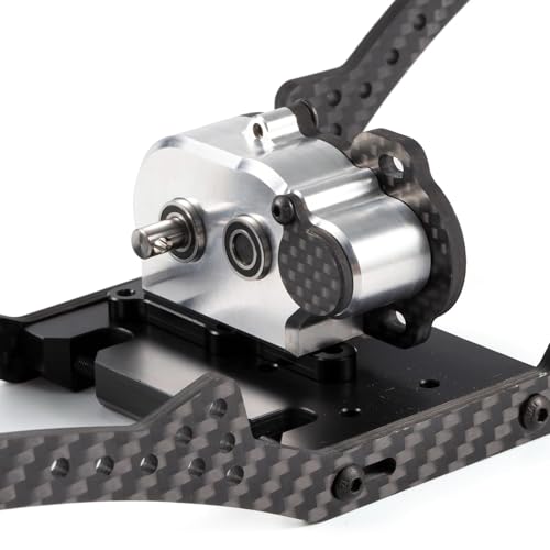 Straight Axle Transmission NOD Tiny Gearbox with Adapter Plate, Silver | 4:1 Low Gear Ratio, with 48P 44T Spur Gear, Fit for Axial AR44 AR45 AR60 Enduro Vanquish F9 F10 - color: Silver