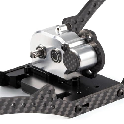Straight Axle Transmission NOD Tiny Gearbox with Adapter Plate, Silver | 4:1 Low Gear Ratio, with 48P 44T Spur Gear, Fit for Axial AR44 AR45 AR60 Enduro Vanquish F9 F10 - color: Silver