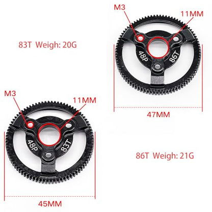 RC 48P 83T & 86T Spur Gear Hardened Steel Spur Gear Upgrades Part for Traxxas 1/10 Slash Stampede Rustler Bandit 2WD VXL XL-5 F-150 SVT, (83T & 86T) - size: 48P-Spur Gear-83T 86T