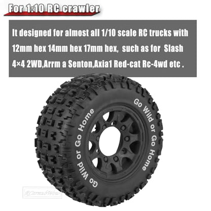 RC Wheels and Tires w/12mm 14mm 17mm Hex Short Course Tire for 1/10 Scale Car Arrm a Senton,Axia1,Slash 2WD Slash 4×4 4WD,Red cat,Rc 4wd,1/10 Truck Tires Rubber Tyres Plastic Wheel,Black - color: Black(4pcs)