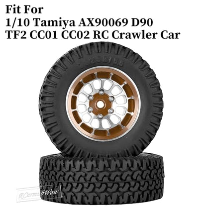 1.55 Inch Aluminum Alloy Beadlock Wheel and Tires for Tamiya AX90069 D90 TF2 CC01 CC02 1/10 RC Crawler Car,1.55 Beadlock Tires RC Rims,Soft Rubber All Terrain Tyre Metal Rims,Brown - color: Brown(4pcs)