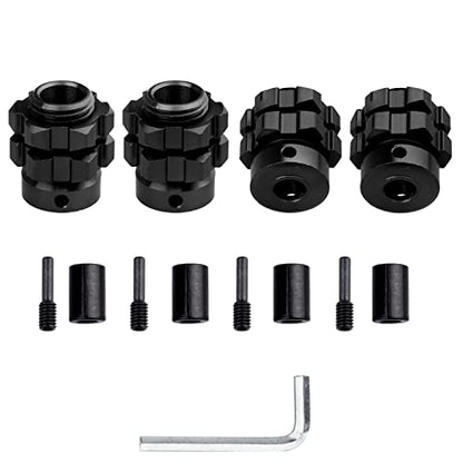 Aluminum 17mm Splined Wheel Hubs/Nuts 17mm Hex Spacers Extensions Adapters for 1/10 Traxxas Summit, Set of 4 (Black) - color: Black